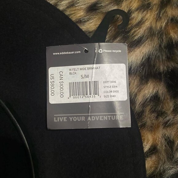 SOLD - NWT Eddie Bauer Women's Wool Felt Wide Brim Hat Black Small / Medium - Picture 6 of 10